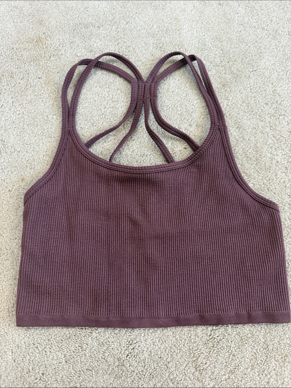 Forever 21 Ribbed Strappy Crop Tank in Mauve Purple